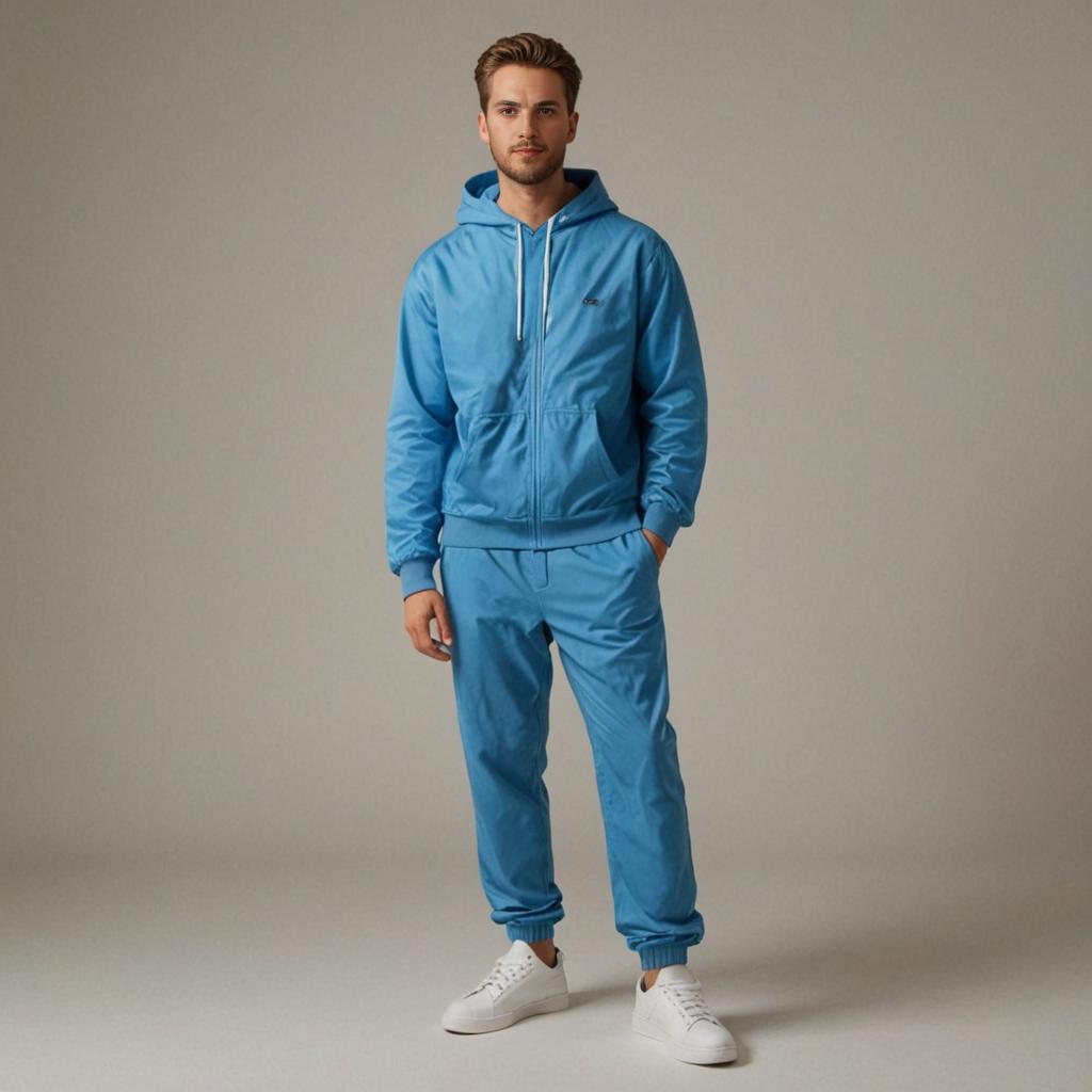 Stylish Man in Blue Tracksuit