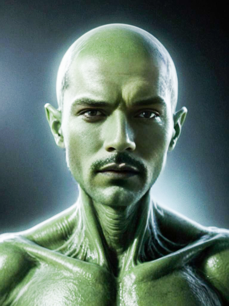 Futuristic Alien Male with Green Skin