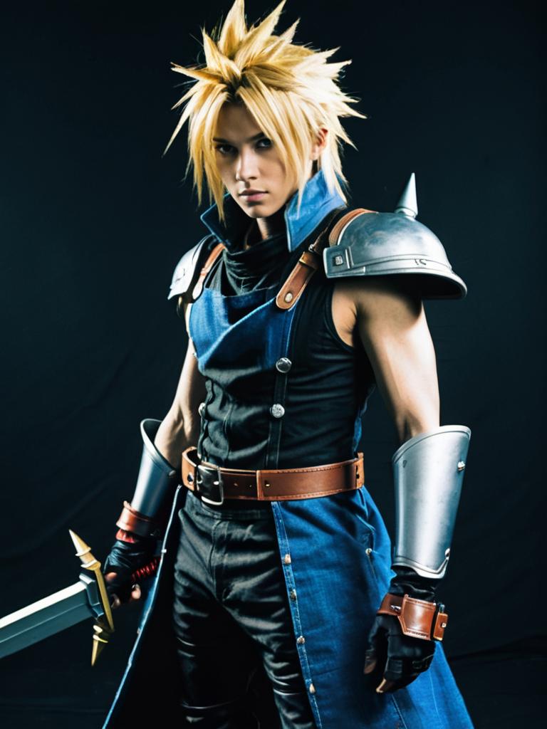 Realistic Cloud Strife Cosplay by Man in Final Fantasy VII Costume