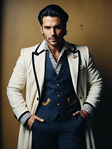 Man in Themed Outfit Photorealistic Fashion Portrait Cinematic Style