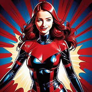 Confident Woman in Red and Black Bodysuit