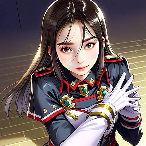 Morag Ladair Fan Art in Military Uniform Anime Style