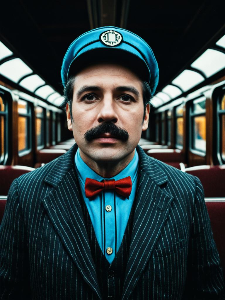 Man in Thomas Train Costume Cinematic Realism Portrait