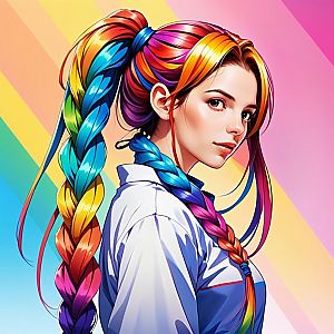 Young Woman with Rainbow Braids