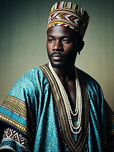 Regal Man in Traditional African Outfit Cinematic Realism Portrait