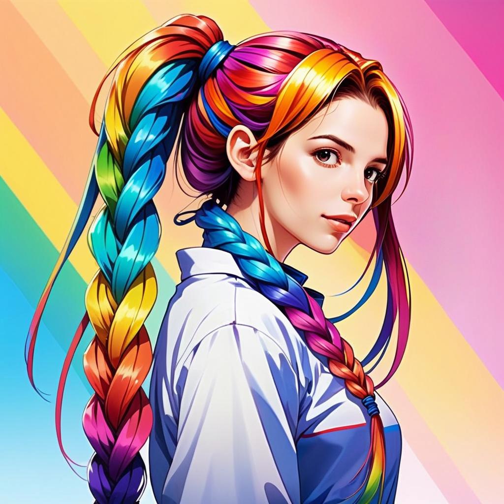 Young Woman with Rainbow Braids Young Woman with Rainbow Braids