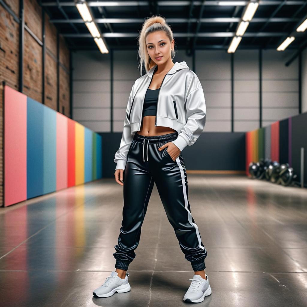 Stylish Woman in Modern Gym