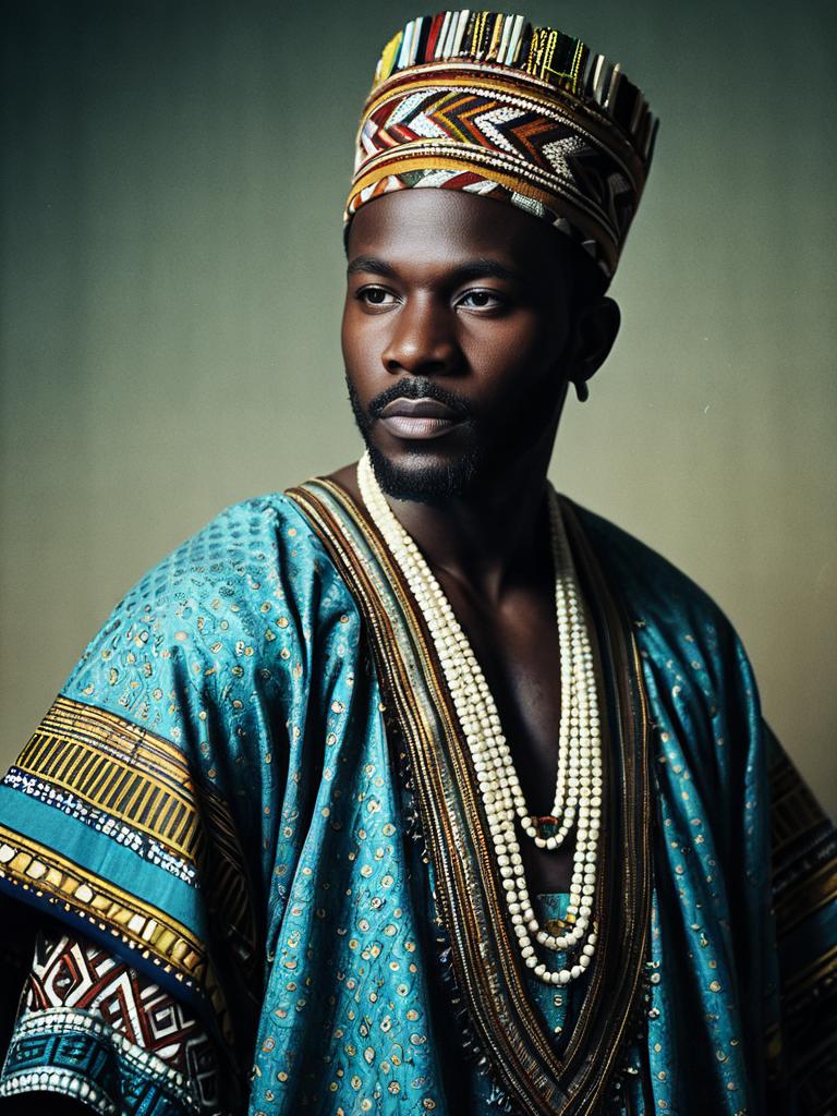Regal Man in Traditional African Outfit Cinematic Realism Portrait