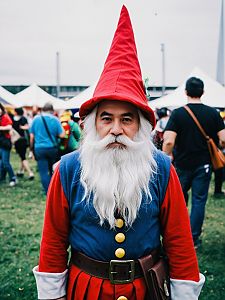 Man in Gnome Costume at Cosplay Festival