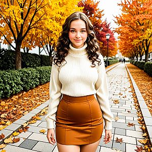 Young Woman in Autumn Foliage