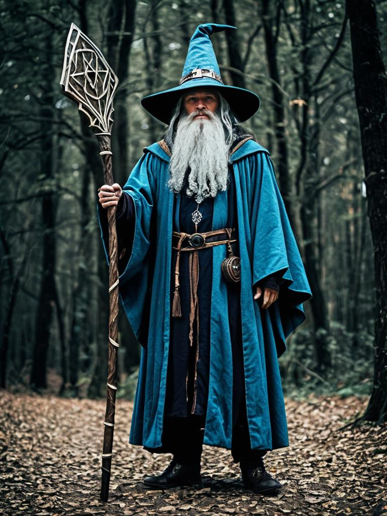Man in Wizard Costume Full Body Cosplay Photo Realistic