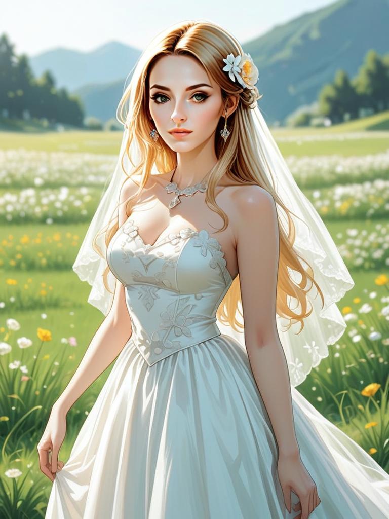 Bride in Sunlit Meadow Bride in Sunlit Meadow