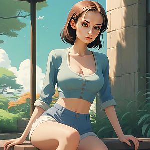Young Woman in Blue Top Outdoors