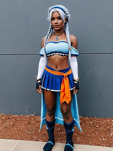 Mualani Genshin Impact Cosplay Realistic Photo of Woman in Blue Costume