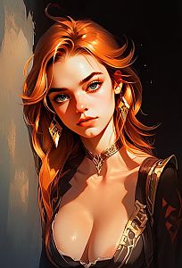 Portrait of a Woman with Red Hair and Blue Eyes