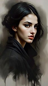 Digital Portrait of Woman with Dark Hair