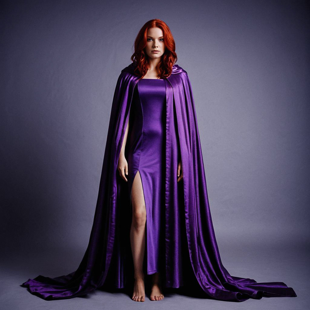 Elegant Woman in Purple Gown with Cloak Elegant Woman in Purple Gown with Cloak