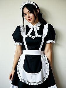 Classic Lockable Maid Costume with Lace Trim and Bow