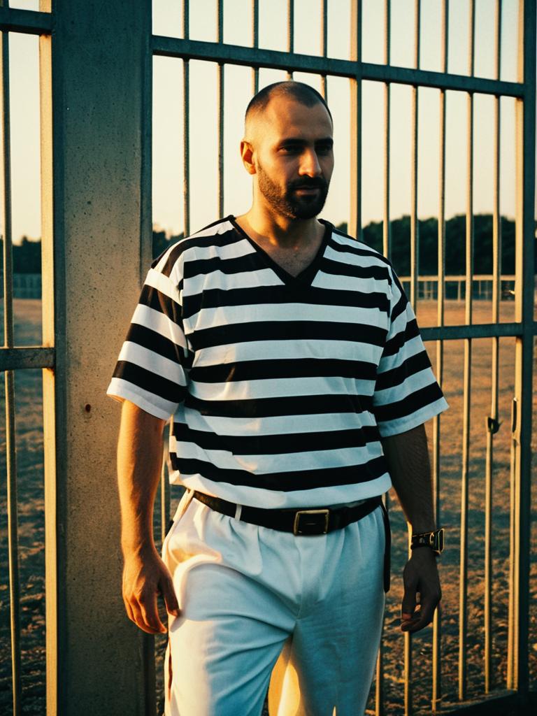 Man in Prison Fancy Dress Costume Photorealistic Outdoor Cosplay