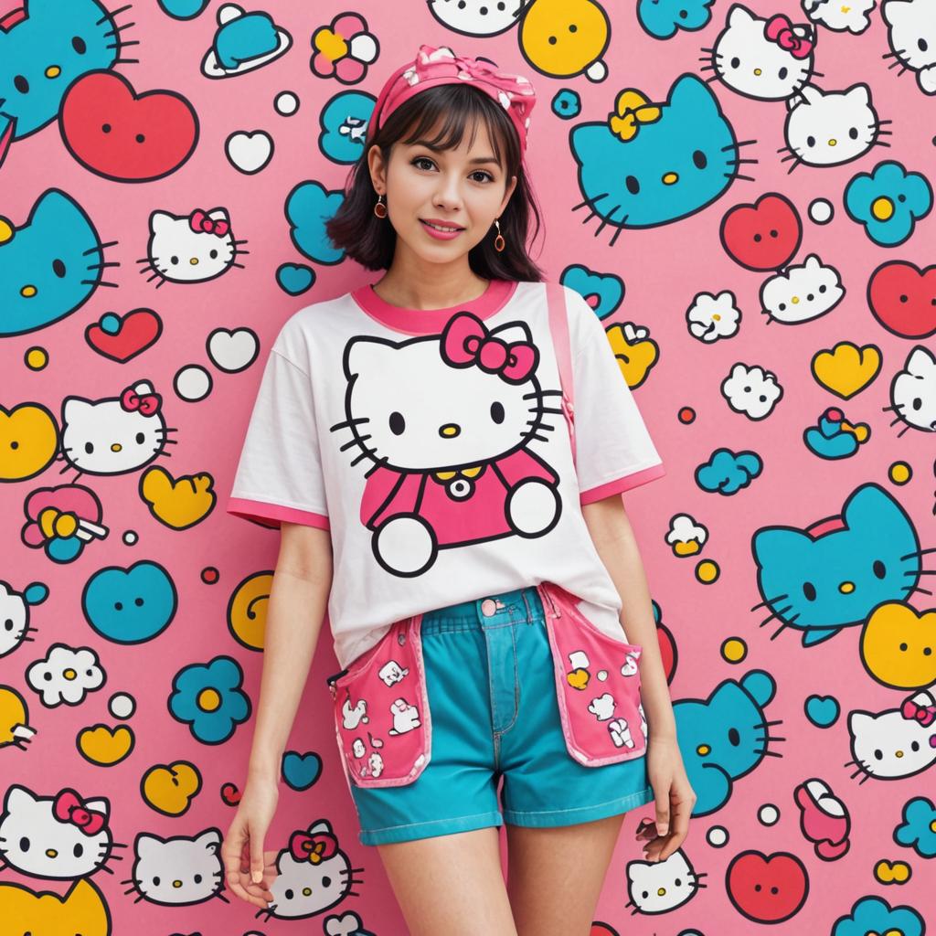 Stylish Woman in Hello Kitty Fashion