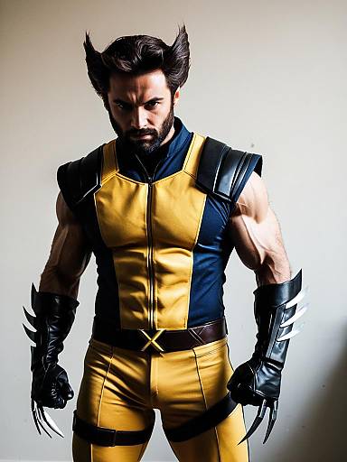 Man Cosplay Wearing Realistic Wolverine X-Men Movies Costume