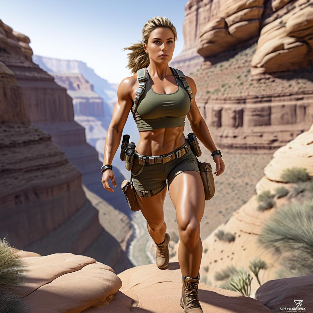 Strong Woman Hiking in Canyon