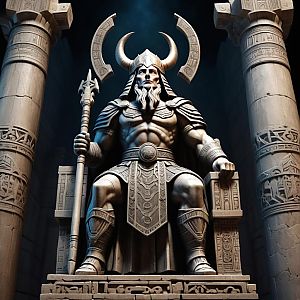 Majestic Statue on Throne