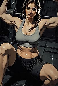 Muscular Woman Working Out in Gym Sportswear