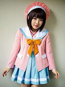 Woman Cosplaying Misako Kunio-Kun Costume Realistic Photo