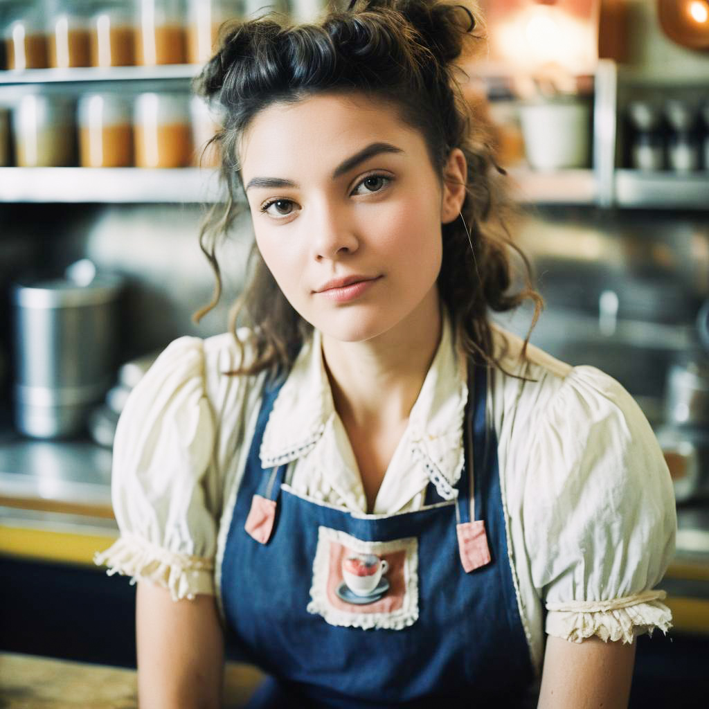 Young Woman in Vintage Café