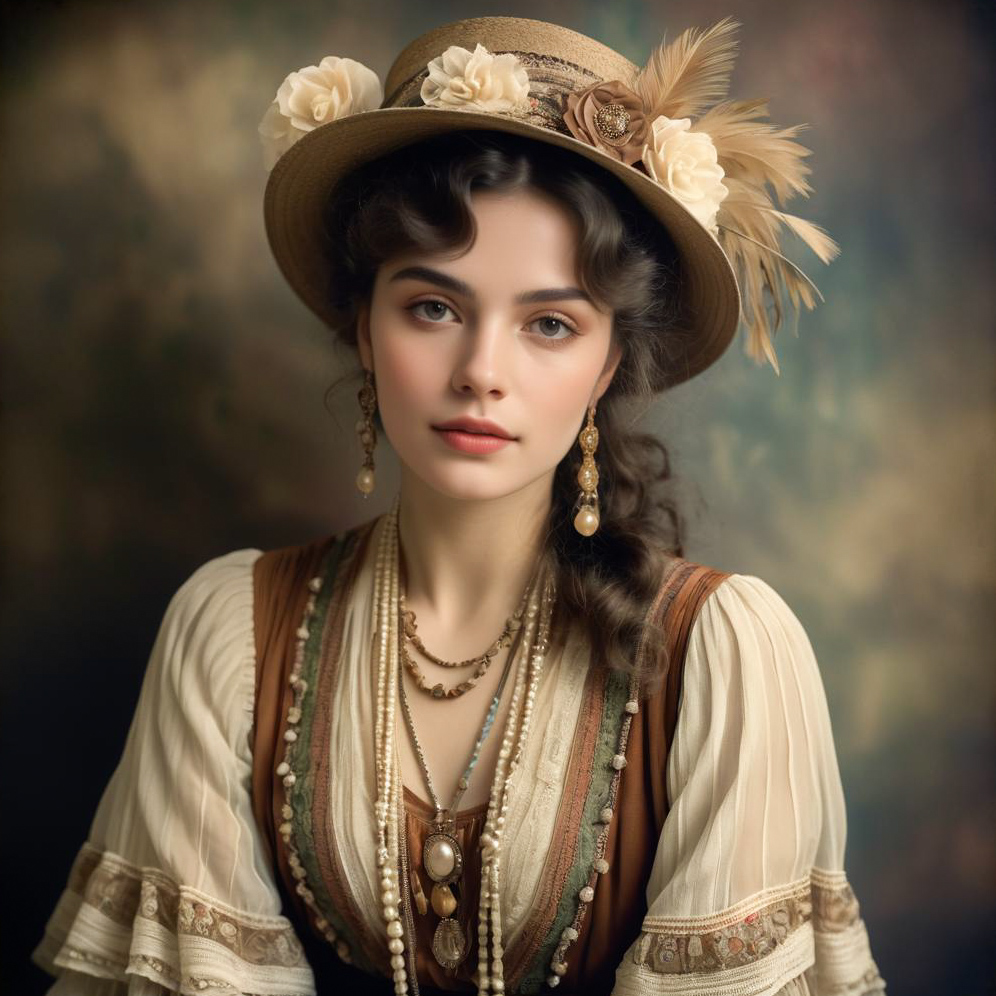 Elegant Vintage Portrait of a Young Woman