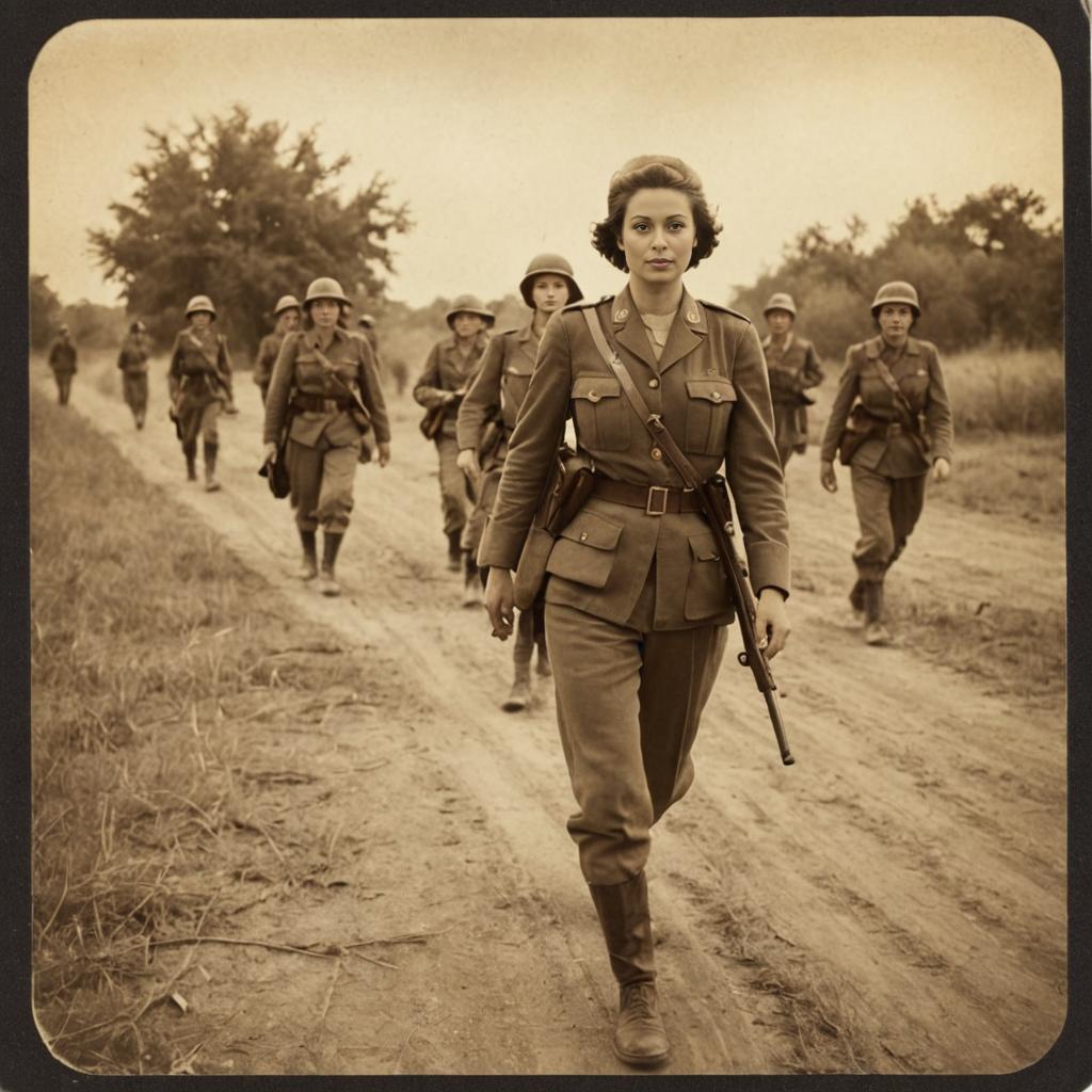 Determined Woman Leading Military Personnel