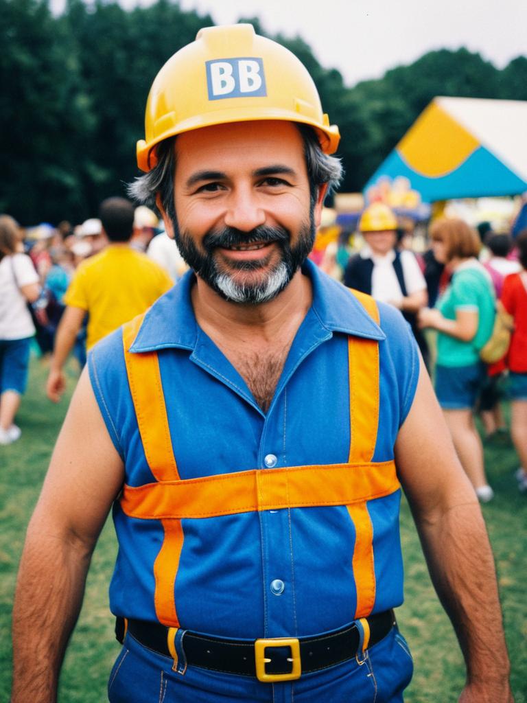 Man in Bob the Builder Costume at Outdoor Children’s Event