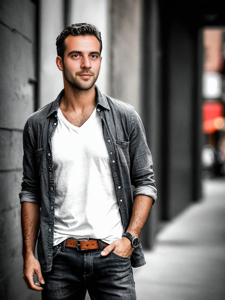 Stylish Young Man in Urban Setting