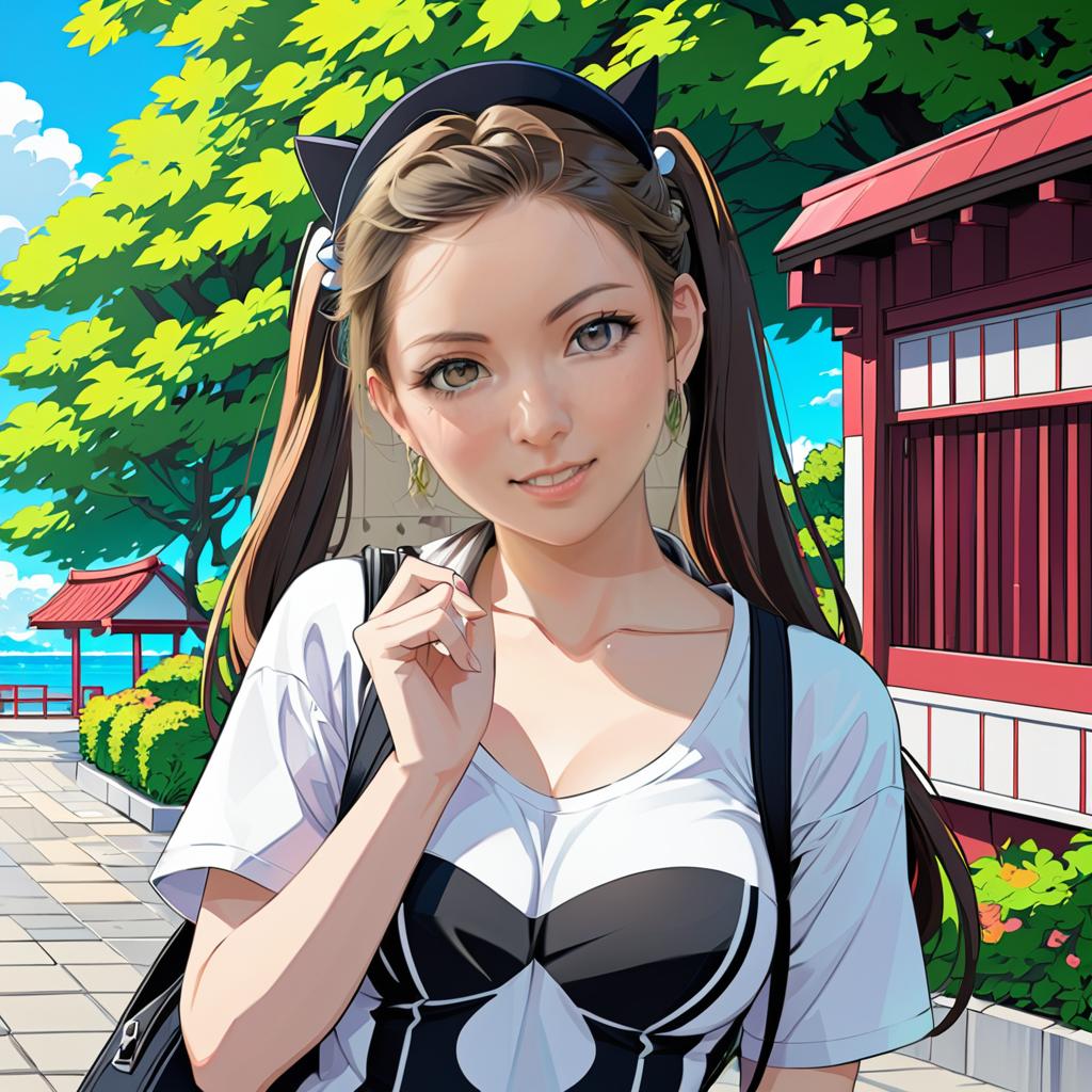 Anime Woman in Traditional Japanese Setting