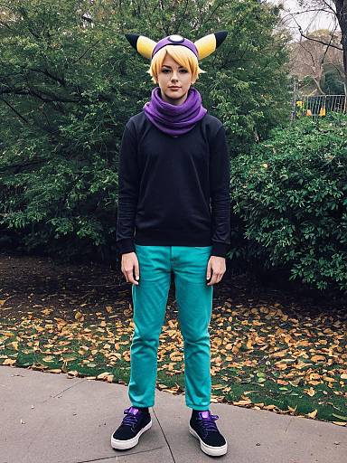 Cosplay of Morty and Pikachu Inspired Character Outdoors