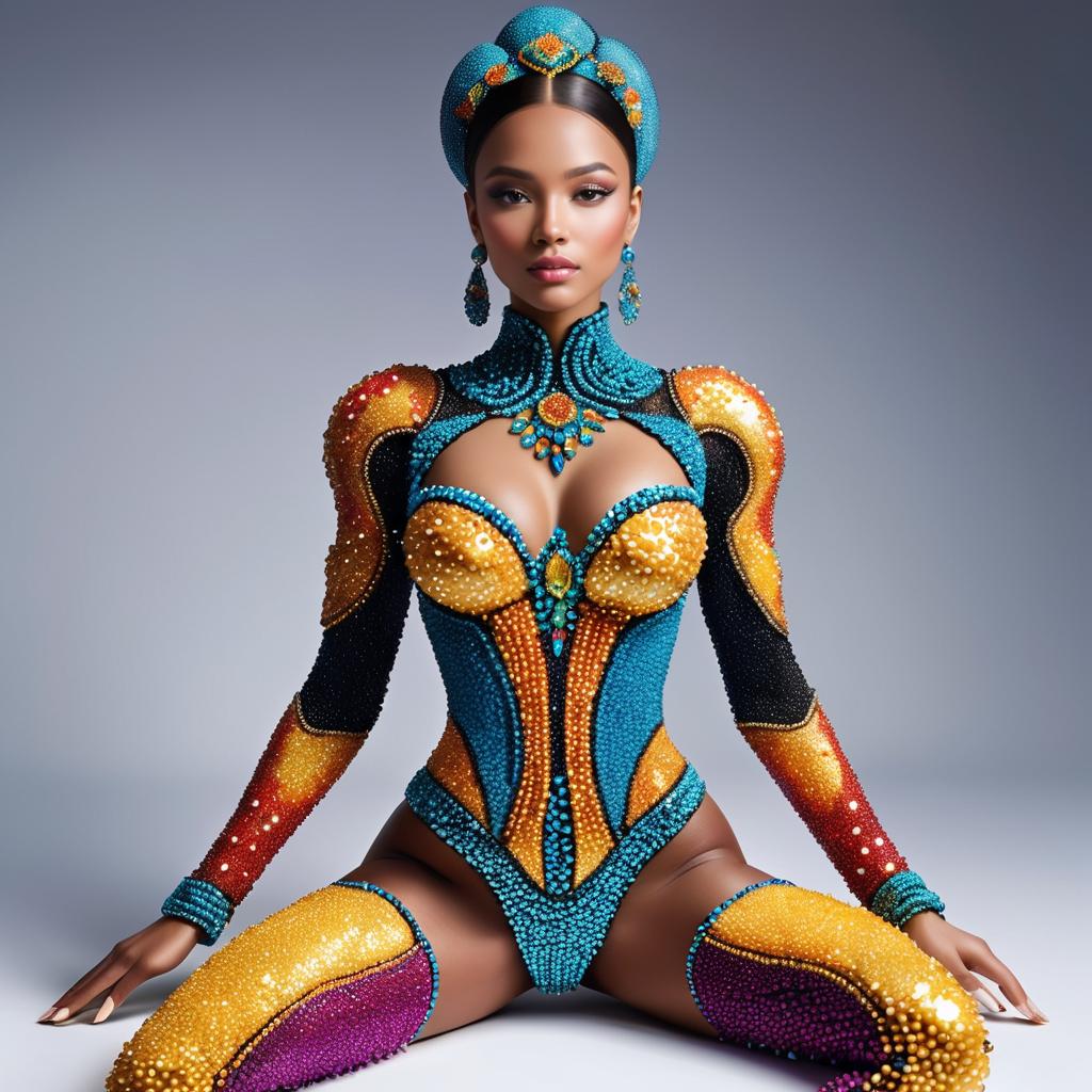 Vibrant Beaded Costume in Bold Colors