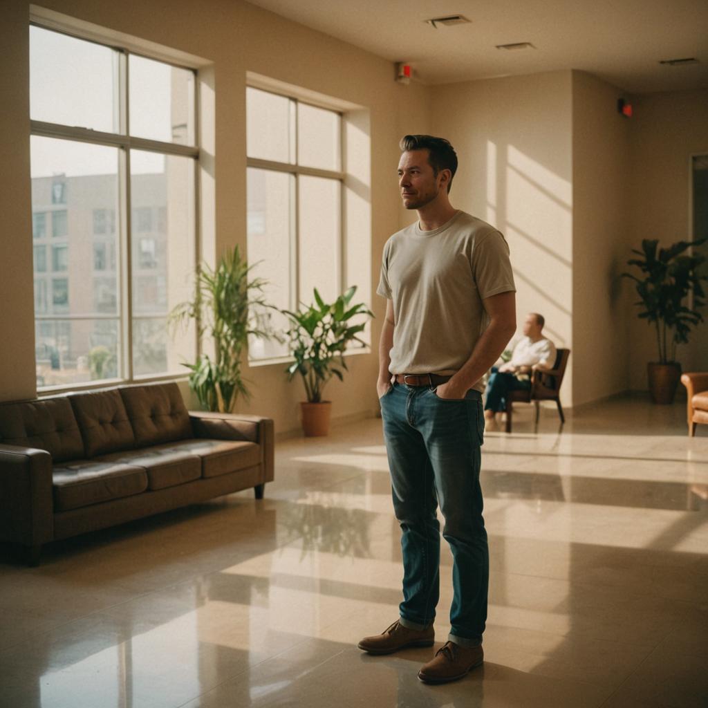 Confident Man in Warm Indoor Lighting