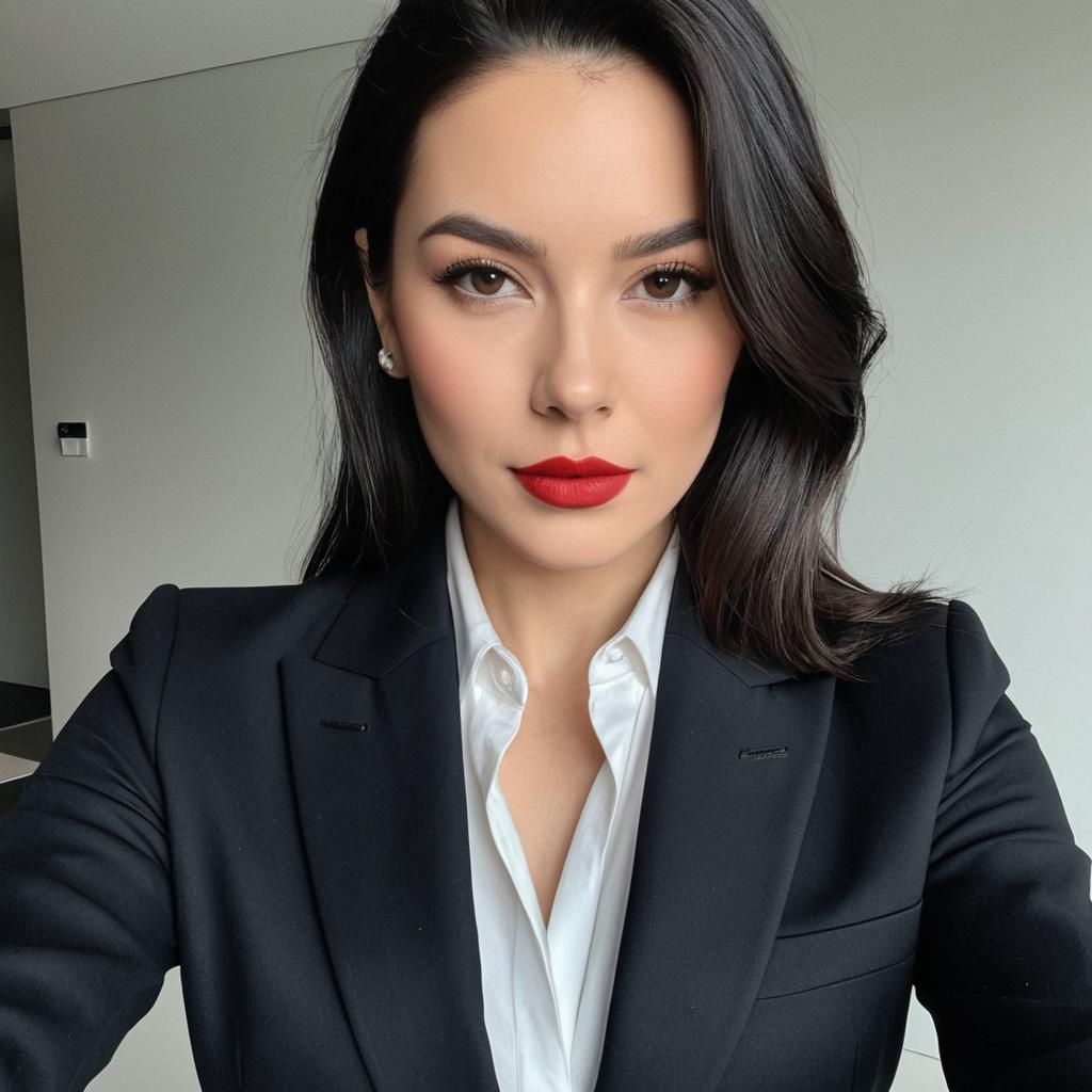 Confident Woman in Black Blazer with Red Lipstick Professional Portrait