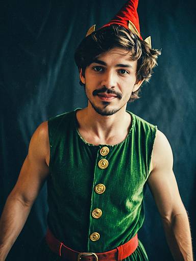 Man in Disney Peter Pan Costume Cinematic Realism Playful Fantasy