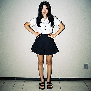 Confident Young Woman in Minimalist Fashion