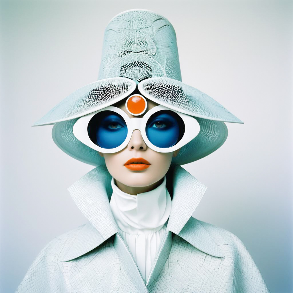 Avant-Garde Fashion Woman with Unique Hat and Glasses