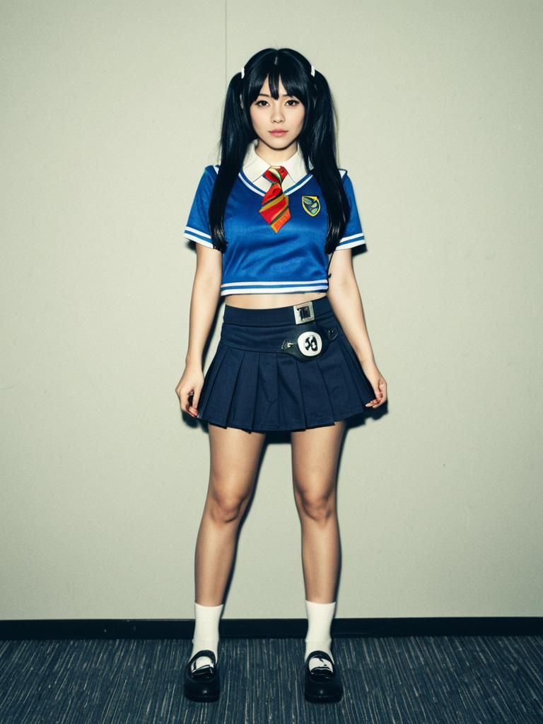 Young Woman in Sporty School Uniform Cosplay