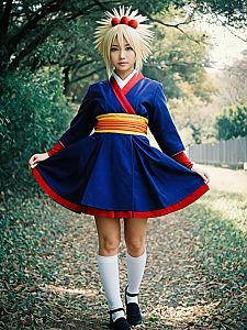 Sexy Cosplay Woman in Temari Costume Realistic Photo