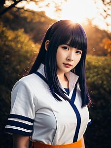 Realistic Hinata Hyuga Anime Cosplay Woman Outdoors