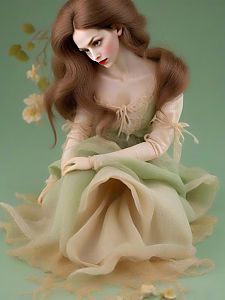 Delicate Woman in Vintage Pastel Dress