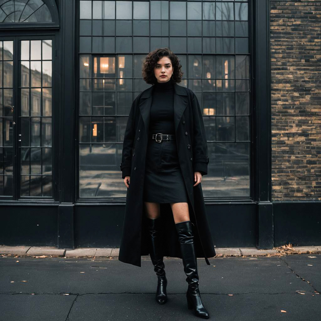 Confident Woman in Stylish Black Ensemble