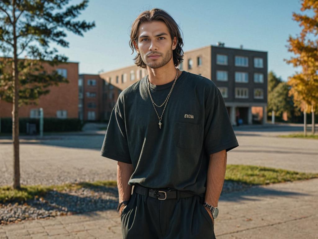 Stylish Young Man in Hip-Hop Outfit