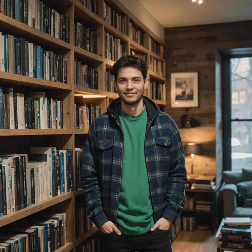 Artistic Portrait of a Friendly Man in a Cozy Room