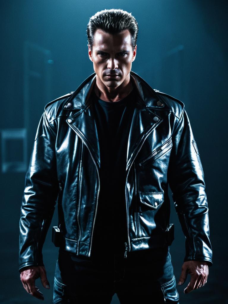 Man in Black Leather Jacket Under Dramatic Lighting Man in Black Leather Jacket Under Dramatic Lighting